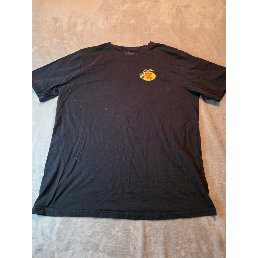 Bass Pro Shops T-Shirt Mens XL Black Johnny Morris Logo Graphic Tee